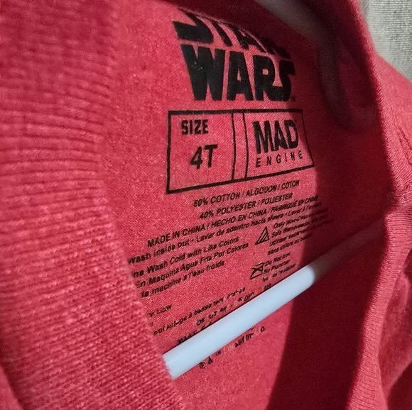 Star Wars - Kids Red Chewbacca Long Sleeve Tee - NWOT Valentine's Day - Size 4T - Picture 3 of 3